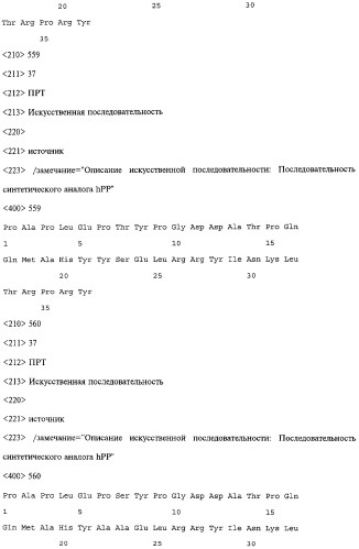 Аналог панкреатического полипептида человека (варианты), фармацевтическая композиция на его основе, способ лечения ожирения или диабета, способ снижения аппетита, уменьшения поглощения пищи или снижения потребления калорий и способ косметического снижения массы посредством указанного аналога (патент 2506273)