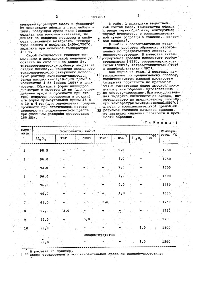 Способ изготовления корундовых огнеупоров (патент 1017694)