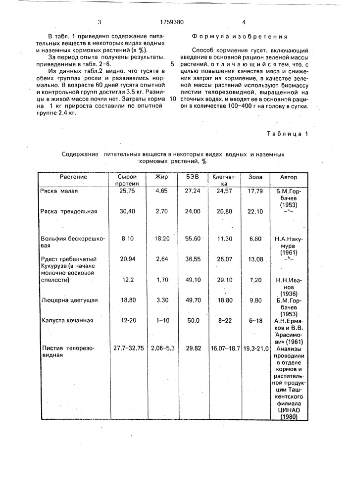 Способ кормления гусят (патент 1759380)