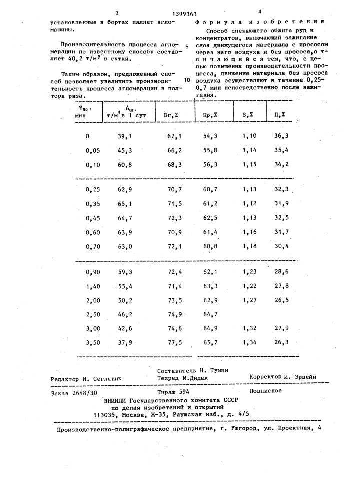 Способ спекающего обжига руд и концентратов (патент 1399363)