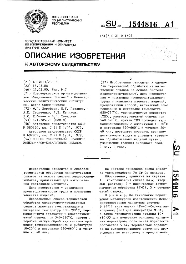Способ термической обработки железохромокобальтовых сплавов (патент 1544816)