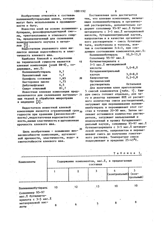 Клеевая композиция (патент 1081192)