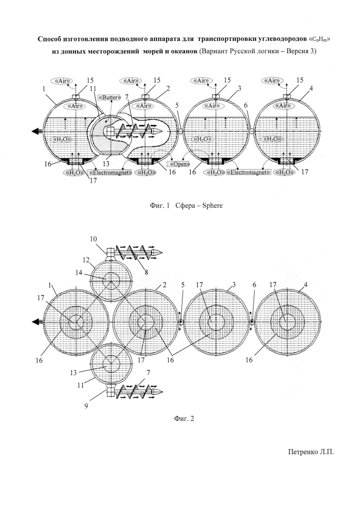 Способ изготовления подводного аппарата для транспортировки углеводородов "cnhm" из донных месторождений морей и океанов (вариант русской логики - версия 3) (патент 2600268)