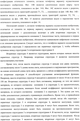 Оптический элемент, оптический компонент с антиотражающей функцией и исходная пресс-форма (патент 2468398)