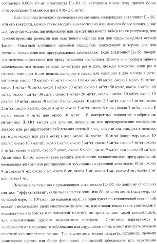 Способы лечения респираторного заболевания с применением антагонистов рецептора интерлейкина-1 типа 1 (патент 2411957)