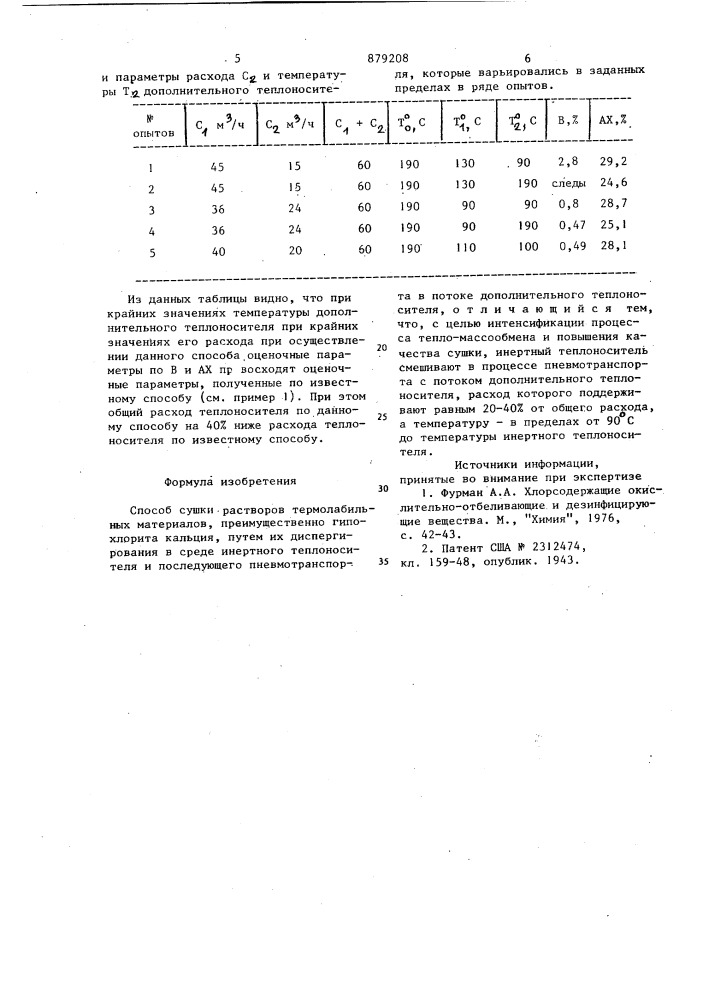 Способ сушки растворов термолабильных материалов (патент 879208)