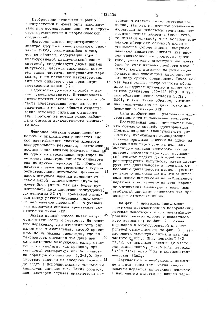 Способ идентификации спектра ядерного квадрупольного резонанса (патент 1132206)