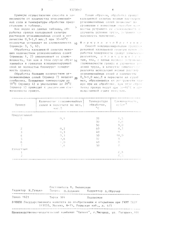 Способ кондиционирования гранулированной кальциевой селитры (патент 1573017)