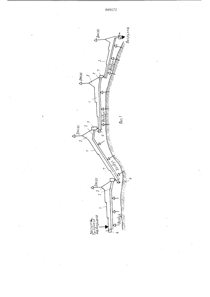 Установка для дальнего транспорта мелкодисперсных сыпучих материалов (патент 889572)