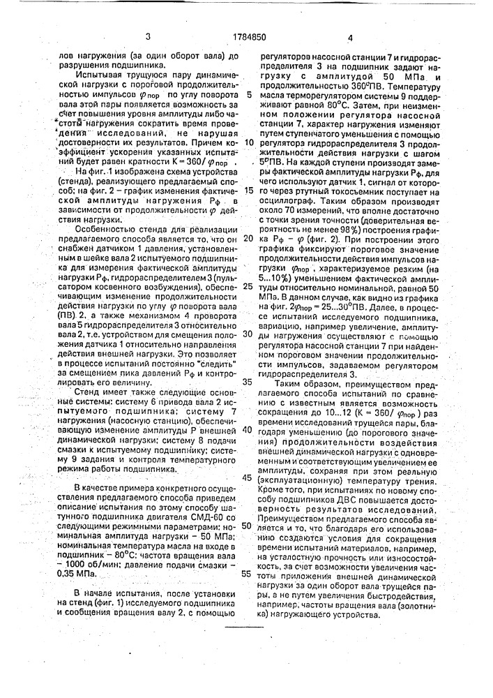 Способ испытания гидродинамического подшипника скольжения (патент 1784850)
