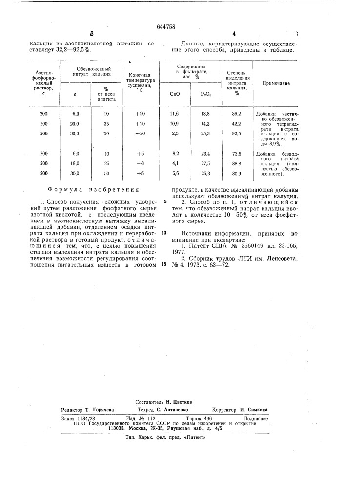 Способ получения сложных удобрений (патент 644758)