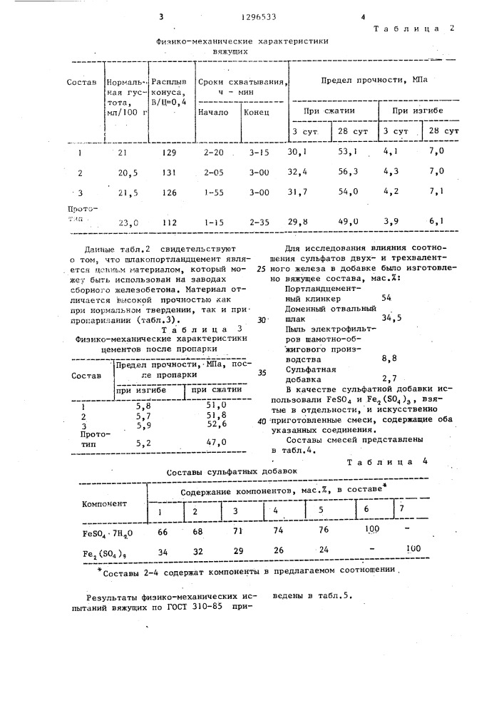 Вяжущее (патент 1296533)