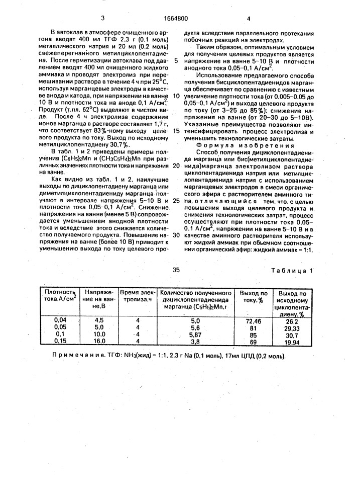 Способ получения дициклопентадиенида марганца или бис(метилциклопентадиенида) марганца (патент 1664800)