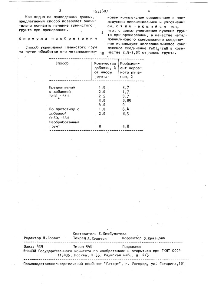 Способ укрепления глинистого грунта (патент 1553607)