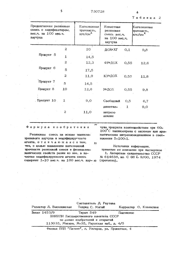 Резиновая смесь (патент 730728)