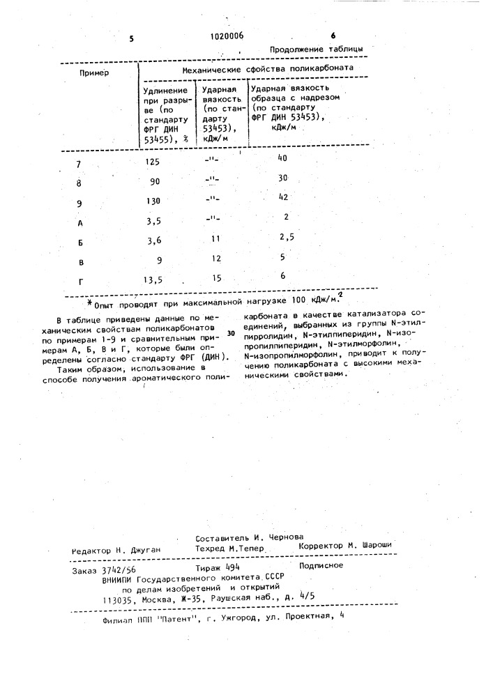 Способ получения ароматического поликарбоната (патент 1020006)