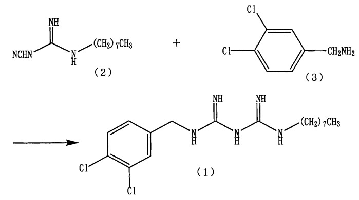Способ получения 1-(3, 4-дихлорбензил)-5-октилбигуанида или его соли (патент 2440978)