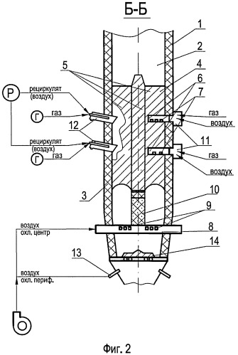Шахтная газовая печь для обжига кусковых материалов (варианты) (патент 2493517)