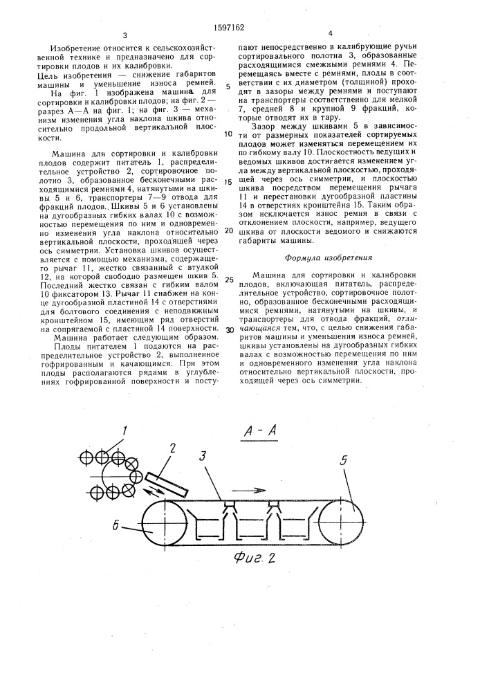 Машина для сортировки и калибровки плодов (патент 1597162)