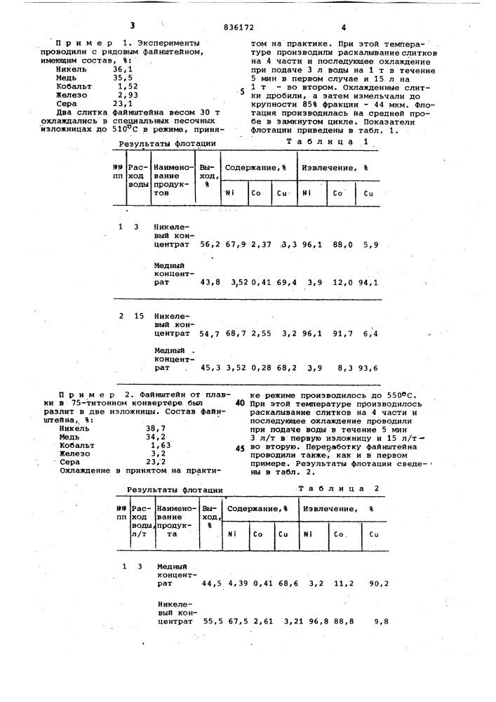 Способ подготовки медно-никелевого файн-штейна k флотационному разделению (патент 836172)