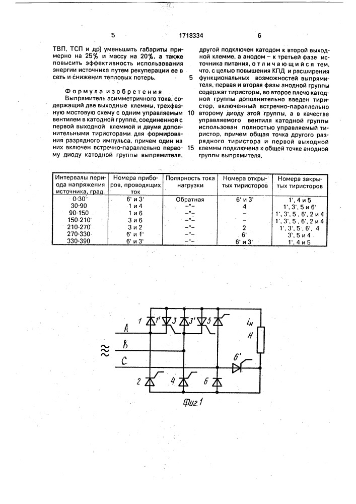 Выпрямитель асимметричного тока (патент 1718334)