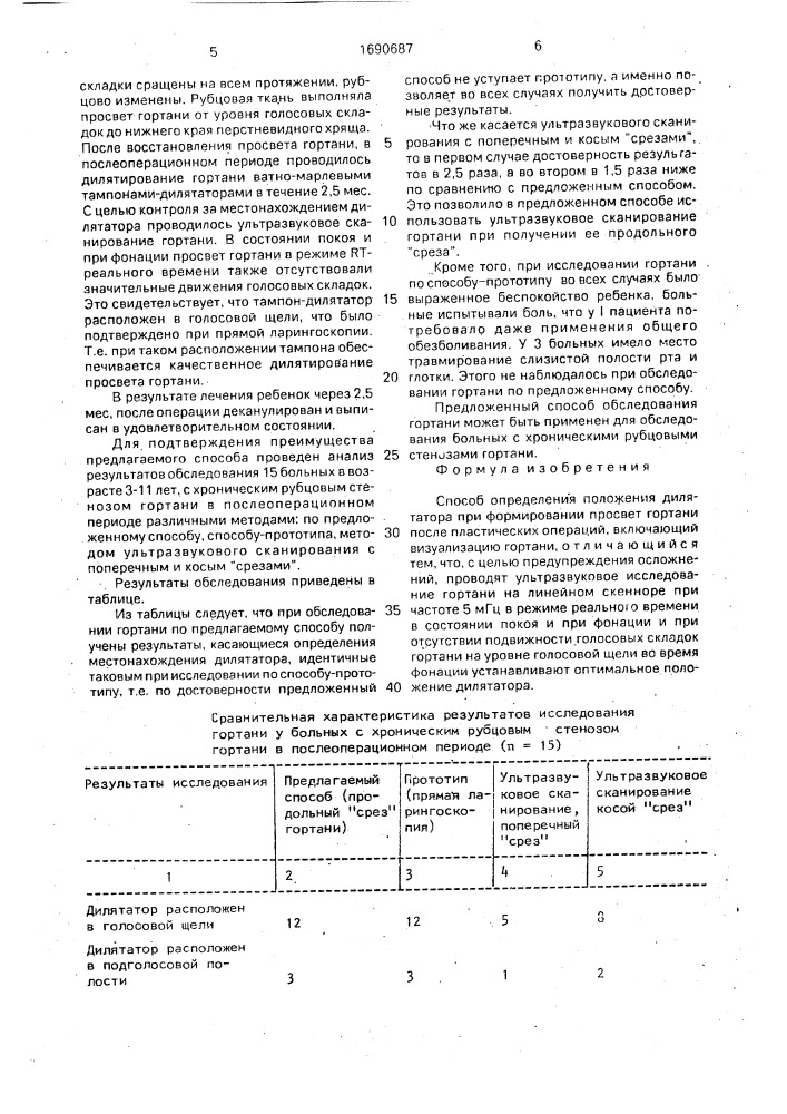 Способ определения положения дилятатора при формировании просвета гортани после пластических операций (патент 1690687)