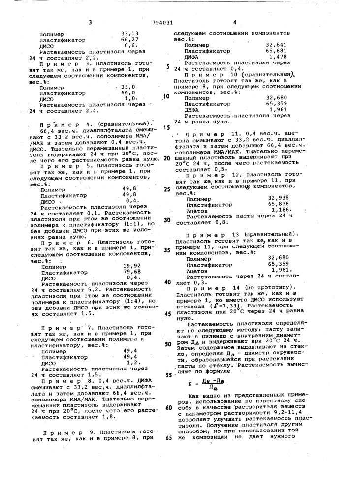 Способ получения пластизоля (патент 794031)