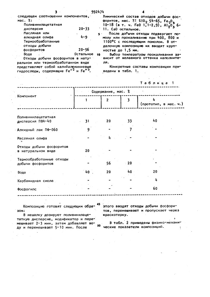 Композиция для отделочных работ (патент 992474)