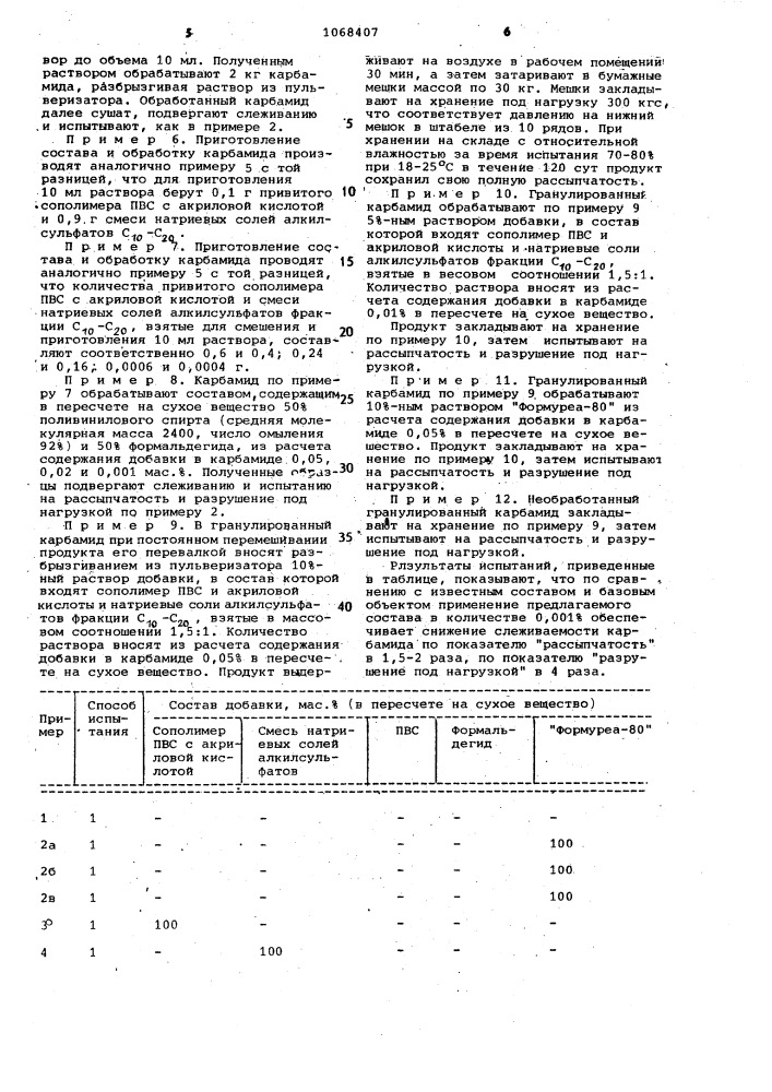 Состав для устранения слеживаемости карбамида (патент 1068407)