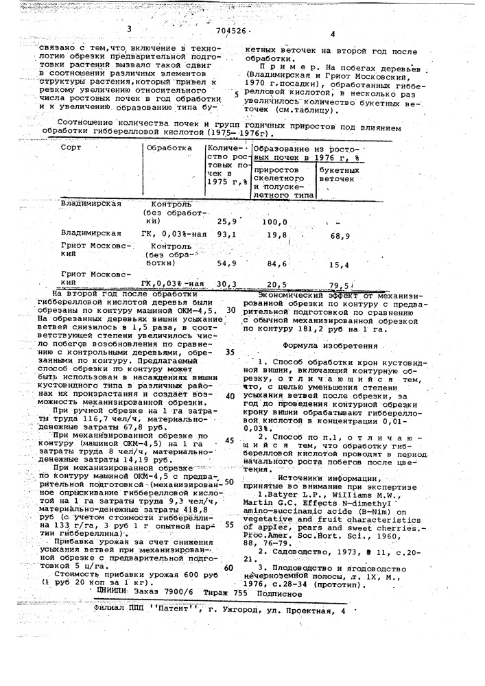 Способ обработки крон кустовидной вишни (патент 704526)