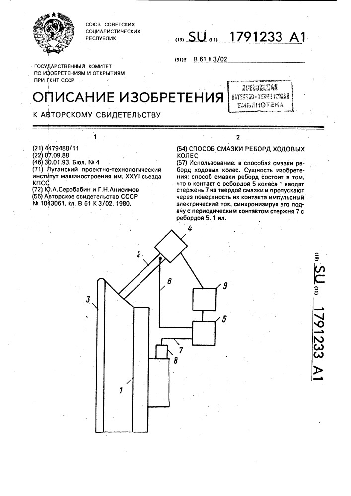 Способ смазки реборд ходовых колес (патент 1791233)