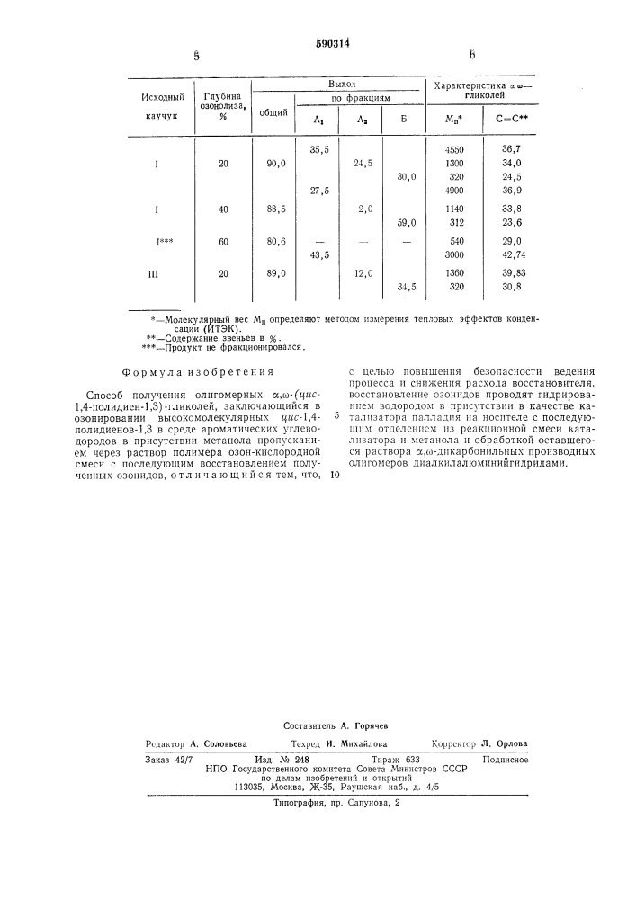 Способ получения олигомерных (цис-1,4-полидиен-1,3)- гликолей (патент 590314)