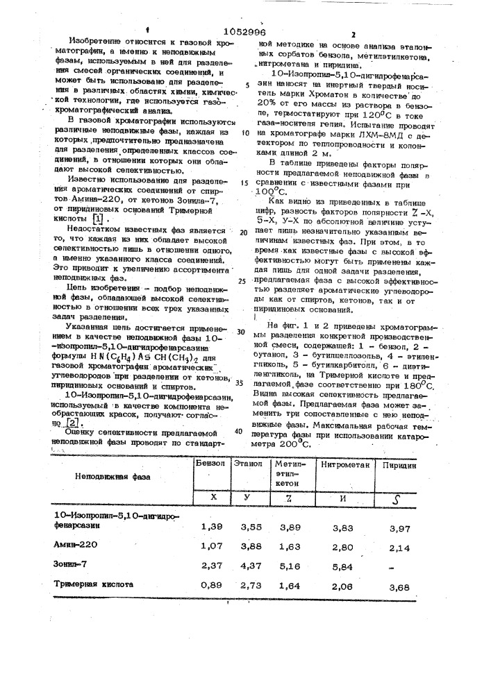 Неподвижная фаза для газовой хроматографии (патент 1052996)