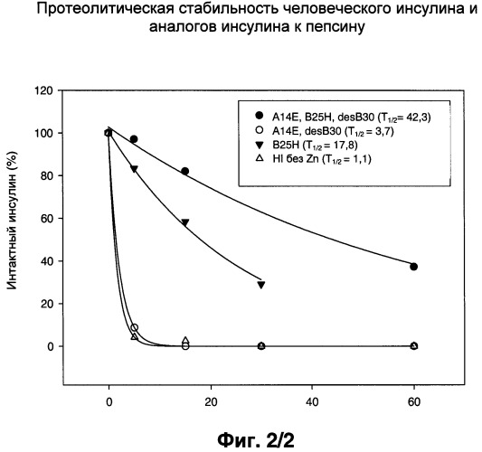 Аналоги инсулина, устойчивые к протеазам (патент 2524150)