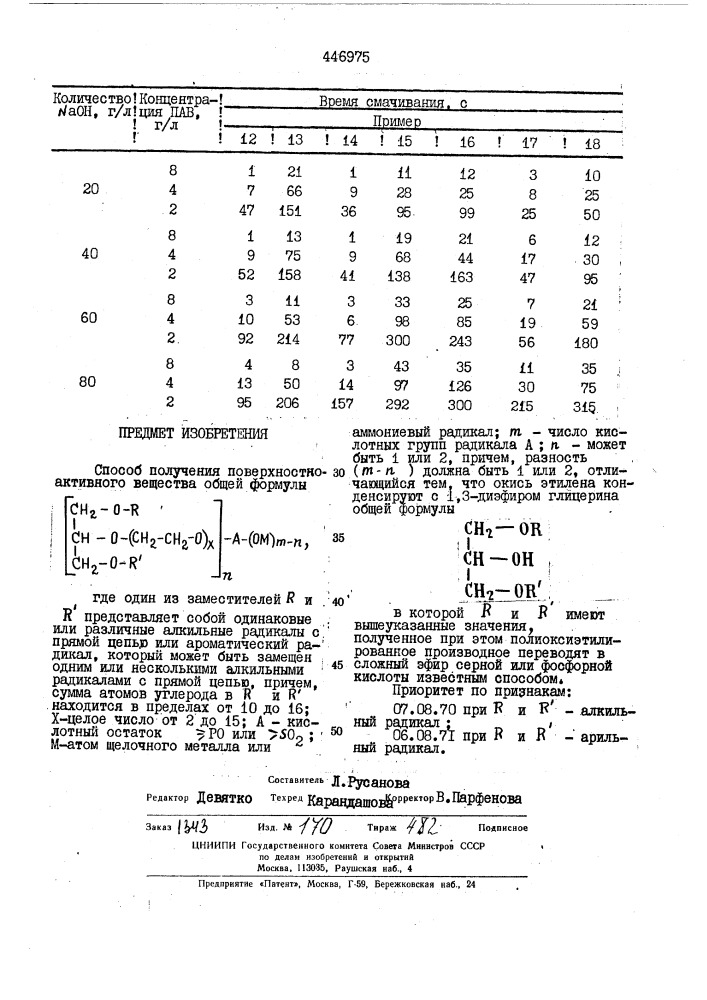 Способ получения поверхностноактивного вещества (патент 446975)