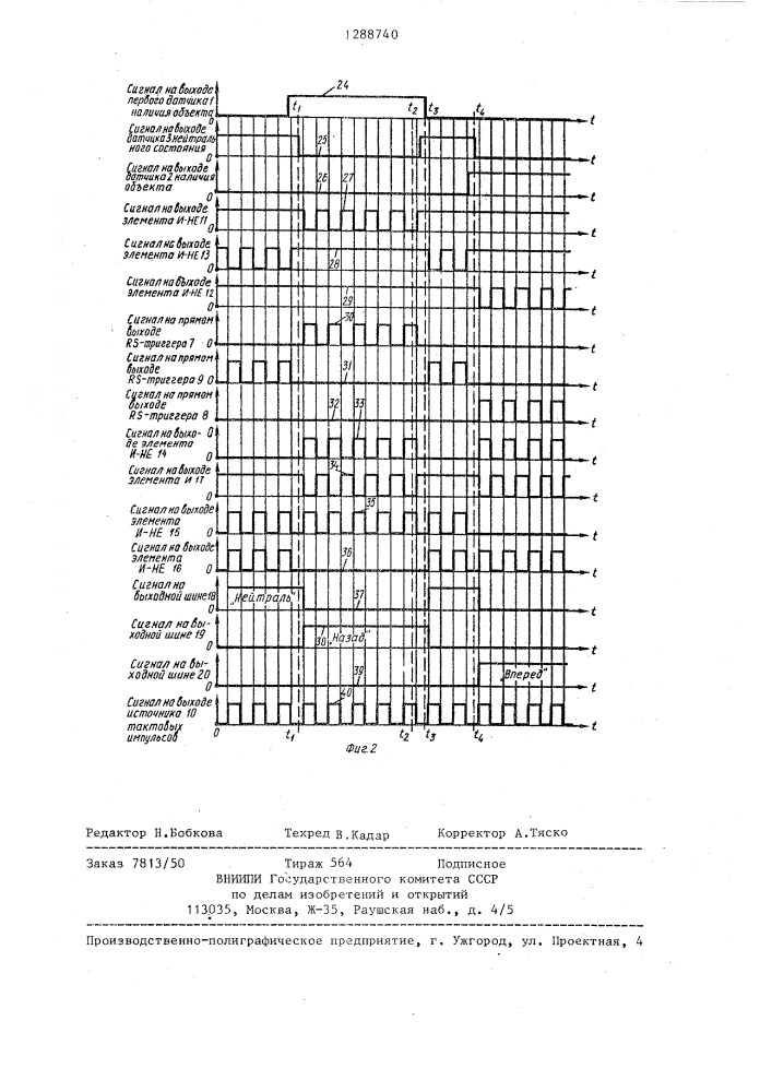 Устройство для контроля направления перемещения объекта (патент 1288740)