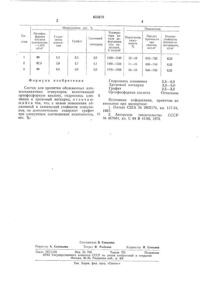 Состав для пропитки обожженных алюмосиликатных огнеупоров (патент 635078)