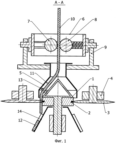 Устройство для разрезания лентообразных фрагментов покрышки на гранулы (патент 2359826)