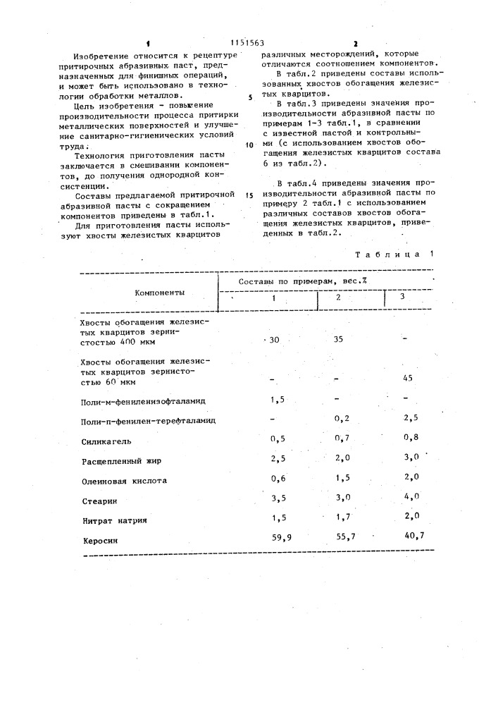 Абразивная паста (патент 1151563)