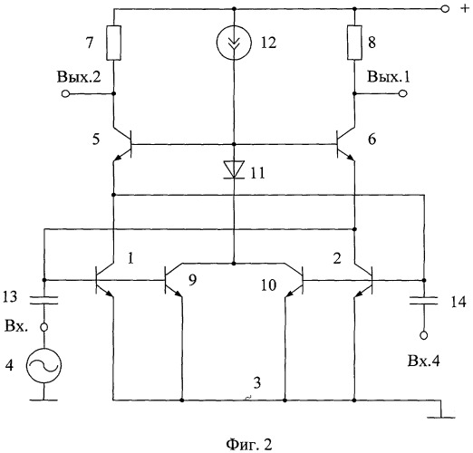 Каскодный усилитель с парафазным выходом (патент 2419195)