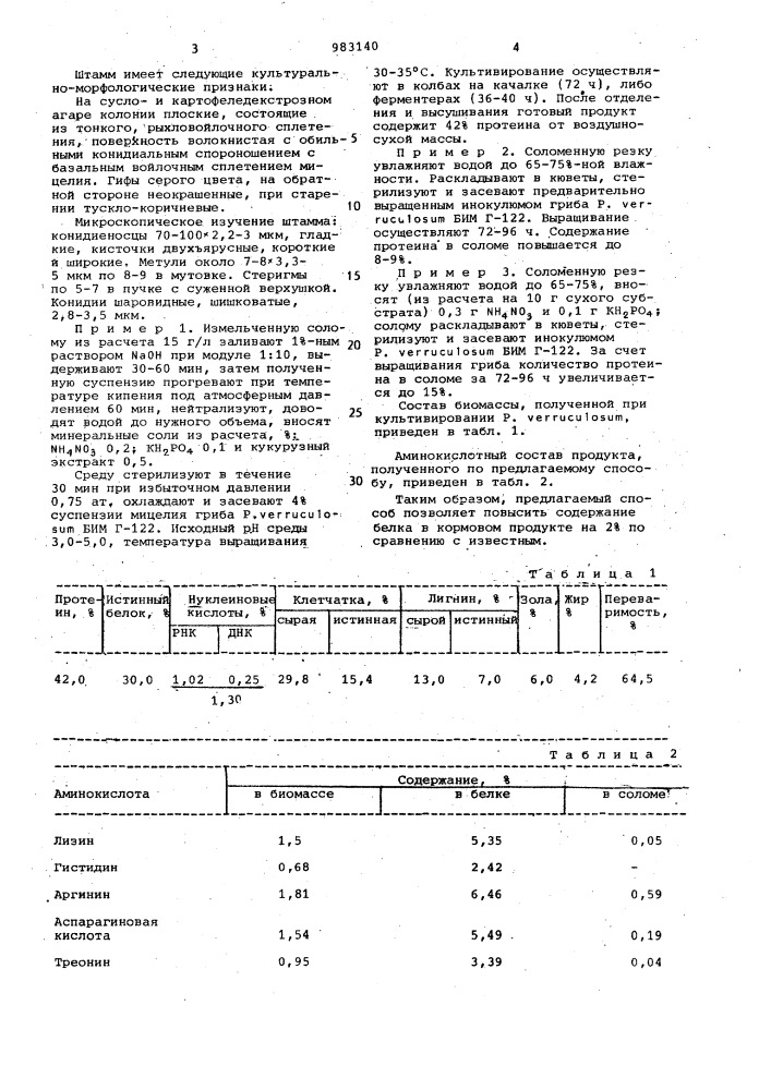 Способ получения кормового продукта (патент 983140)