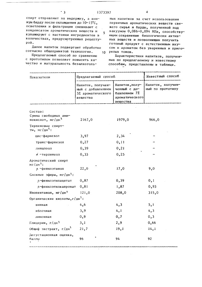 Способ производства безалкогольного напитка (патент 1373397)