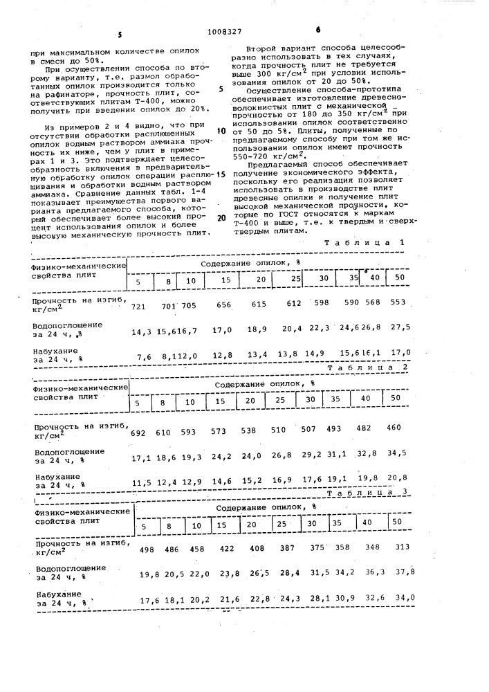 Способ изготовления древесноволокнистых плит (патент 1008327)