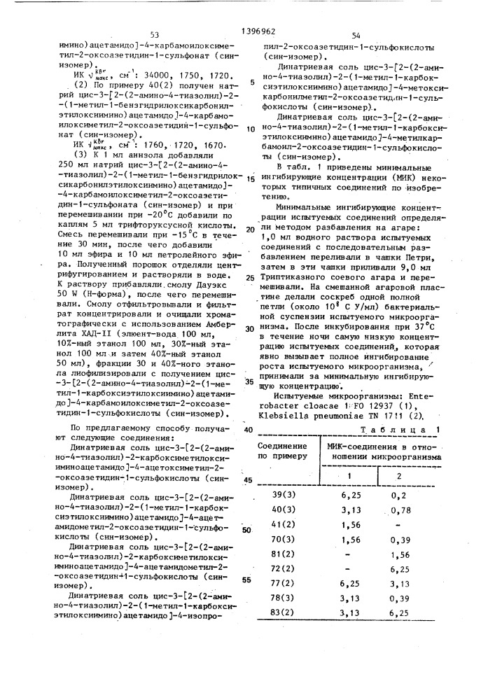 Способ получения 1-сульфо-2-оксоазетидиновых производных или их солей,или сложных эфиров (патент 1396962)