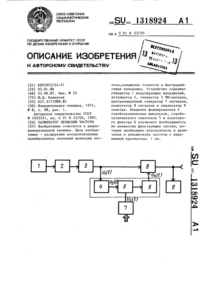 Калибратор девиации частоты (патент 1318924)