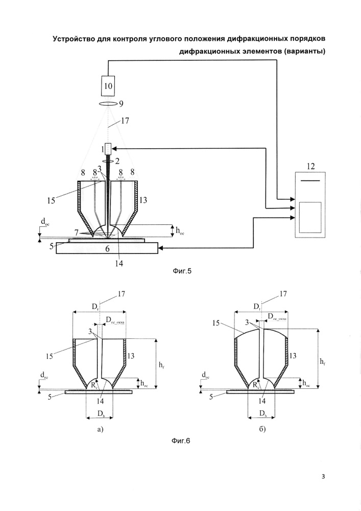 Устройство для контроля углового положения дифракционных порядков дифракционных элементов (варианты) (патент 2634372)