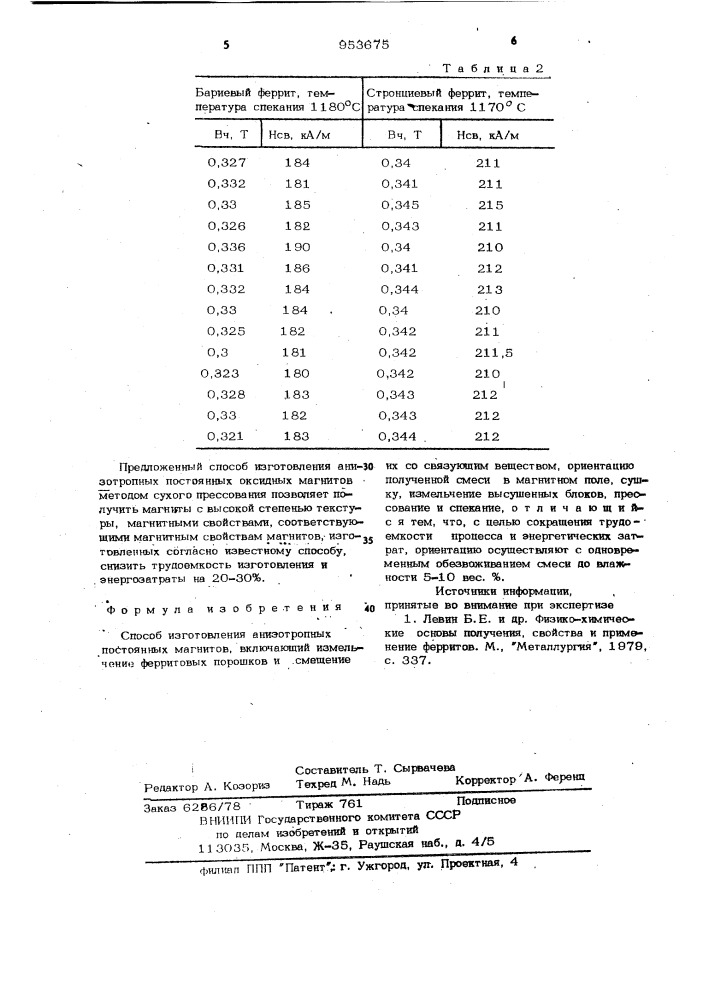 Способ изготовления анизотропных постоянных магнитов (патент 953675)