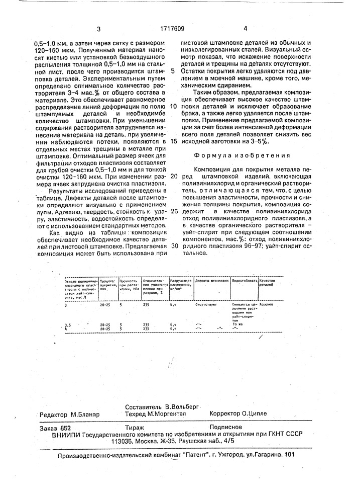 Композиция для покрытия металла перед штамповкой изделий (патент 1717609)