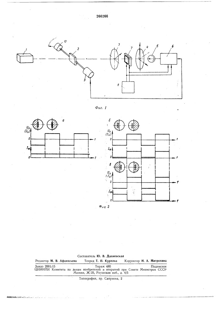 Отсчетное устройство для измерения отклонениялуча света (патент 266266)