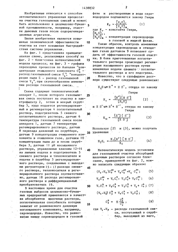 Способ автоматического управления процессом очистки газопылевой смеси (патент 1438832)